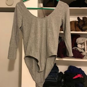 Grey wide neck body suit (never worn!)